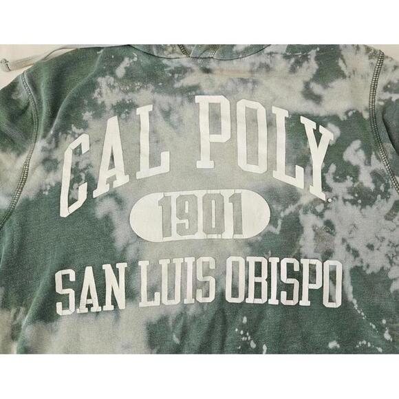 CAL POLY Vintage Tie-Dye Hoodie Green/Cream Unisex - Size S - Picture 5 of 8